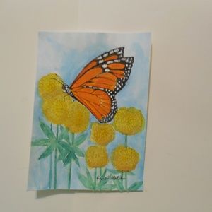 Monarch Butterfly on Milkweed Watercolor Painting